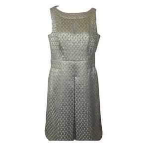 Ralph Lauren - Gold and Sea Foam lined- metallic‎ sheath dress with zipper back-